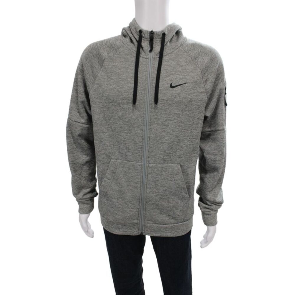 Nike Mens Full Zip Hoodie Gray Polyester High Neck Athleisure Size S